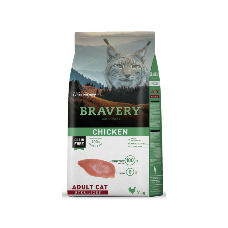 Bravery Pollo Gato Adulto Esterilizado 7Kg